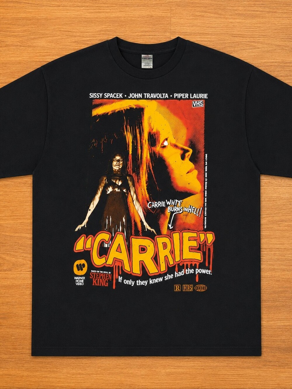 Vintage Stephen King Carrie Horror Movie Graphic T-Shirt XL Gildan Hammer Black